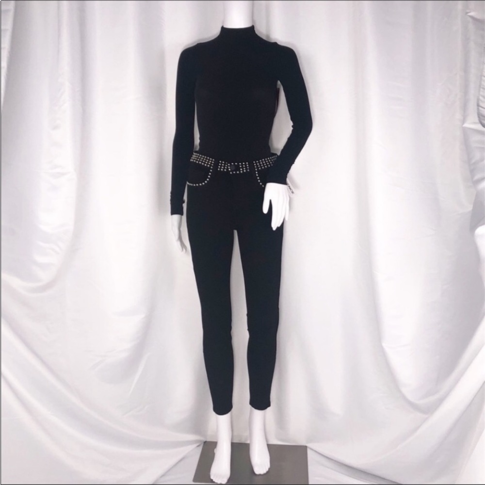 L’Agence Black Margot Studded Trim High Rise Stretch Fit Skinny Ankle Jeans Sz26 - Picture 4 of 16